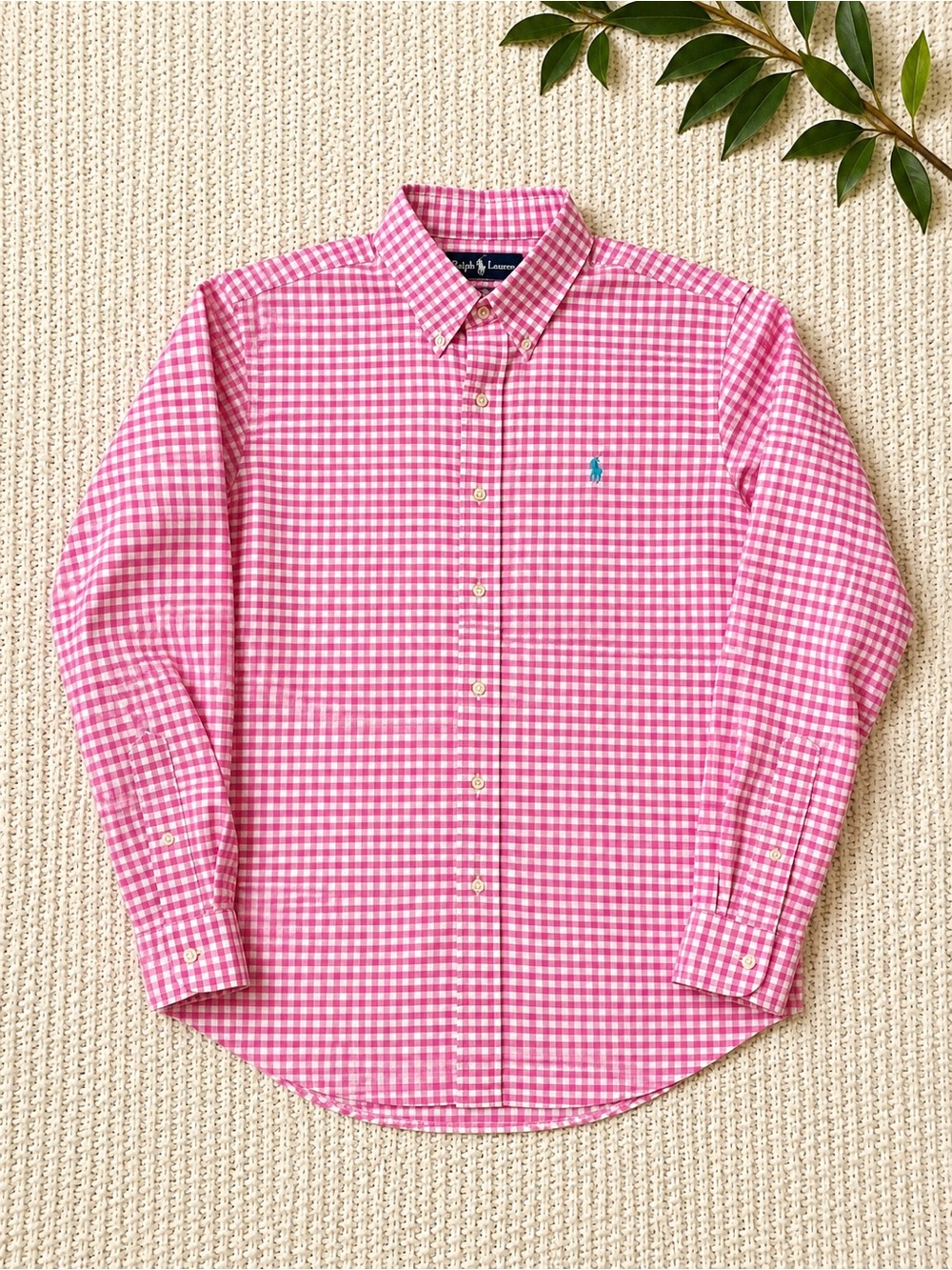 NWT Ralph Lauren Pink Gingham Men’s Button-Down Shirt -L